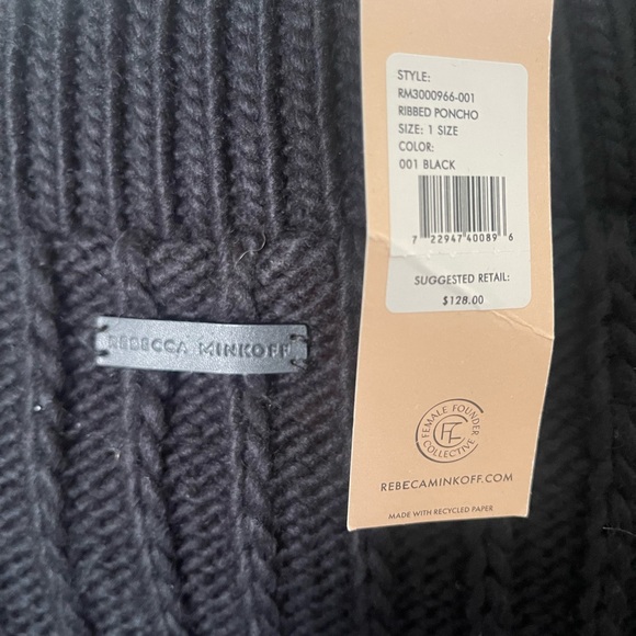 Rebecca Minkoff NWT Knit Poncho in Black Women’s OneSize Fits Most. - Picture 5 of 8